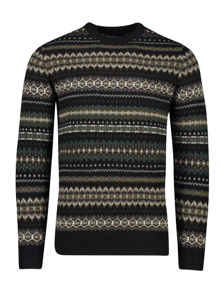 Barbour trui ronde hals donkergroen geprint