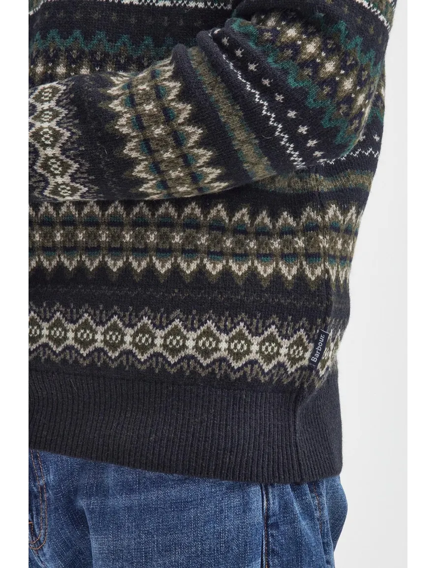 Barbour trui ronde hals donkergroen geprint