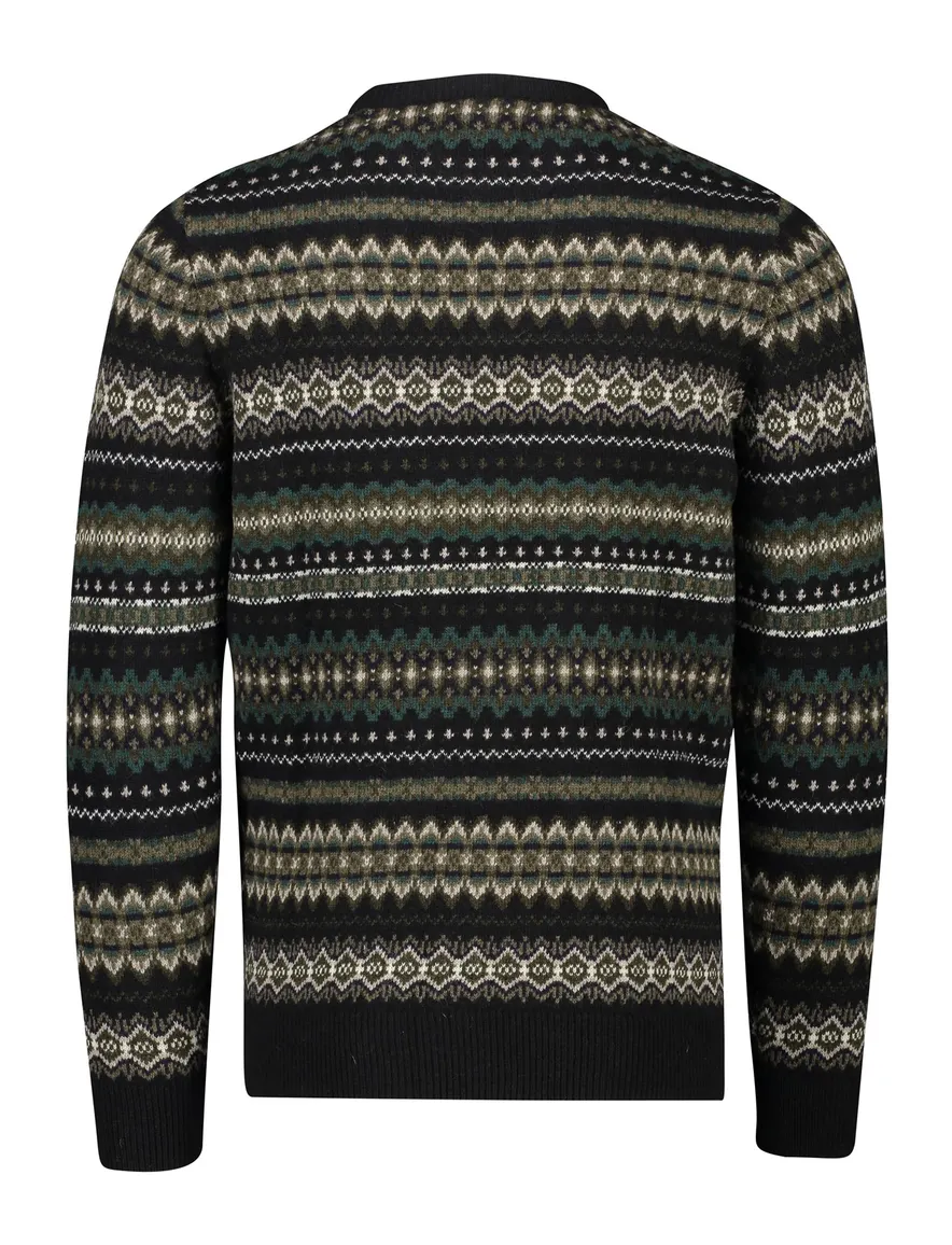 Barbour trui ronde hals donkergroen geprint