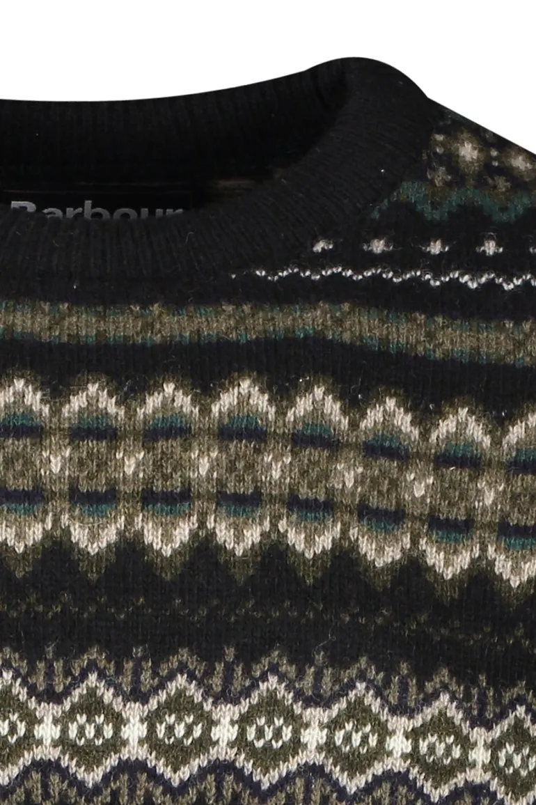 Barbour trui antraciet geprint wol