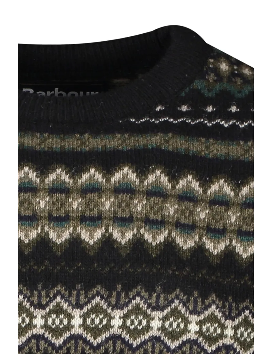 Barbour trui ronde hals donkergroen geprint