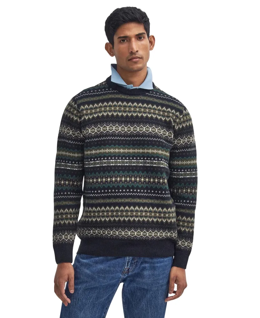 Barbour trui antraciet geprint 100% wol