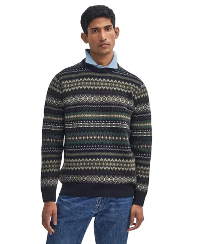 Barbour Barbour trui ronde hals donkergroen geprint