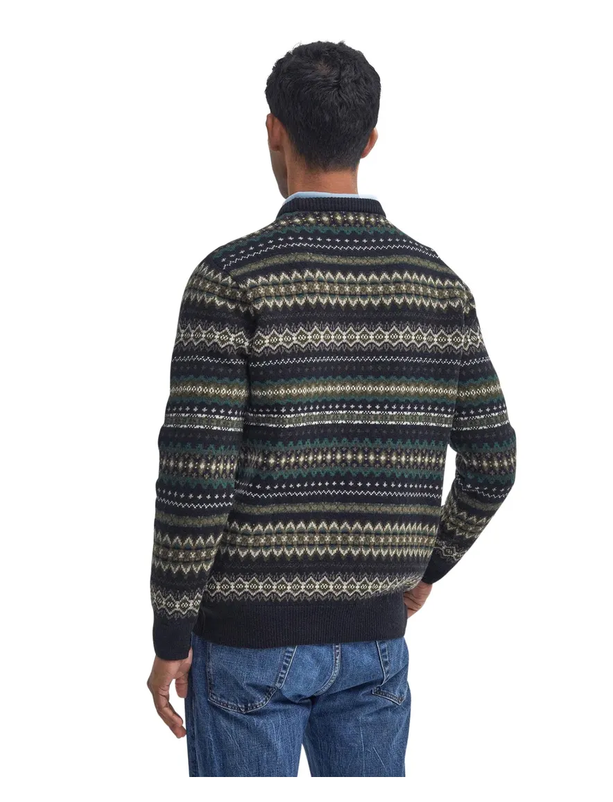 Barbour trui ronde hals donkergroen geprint