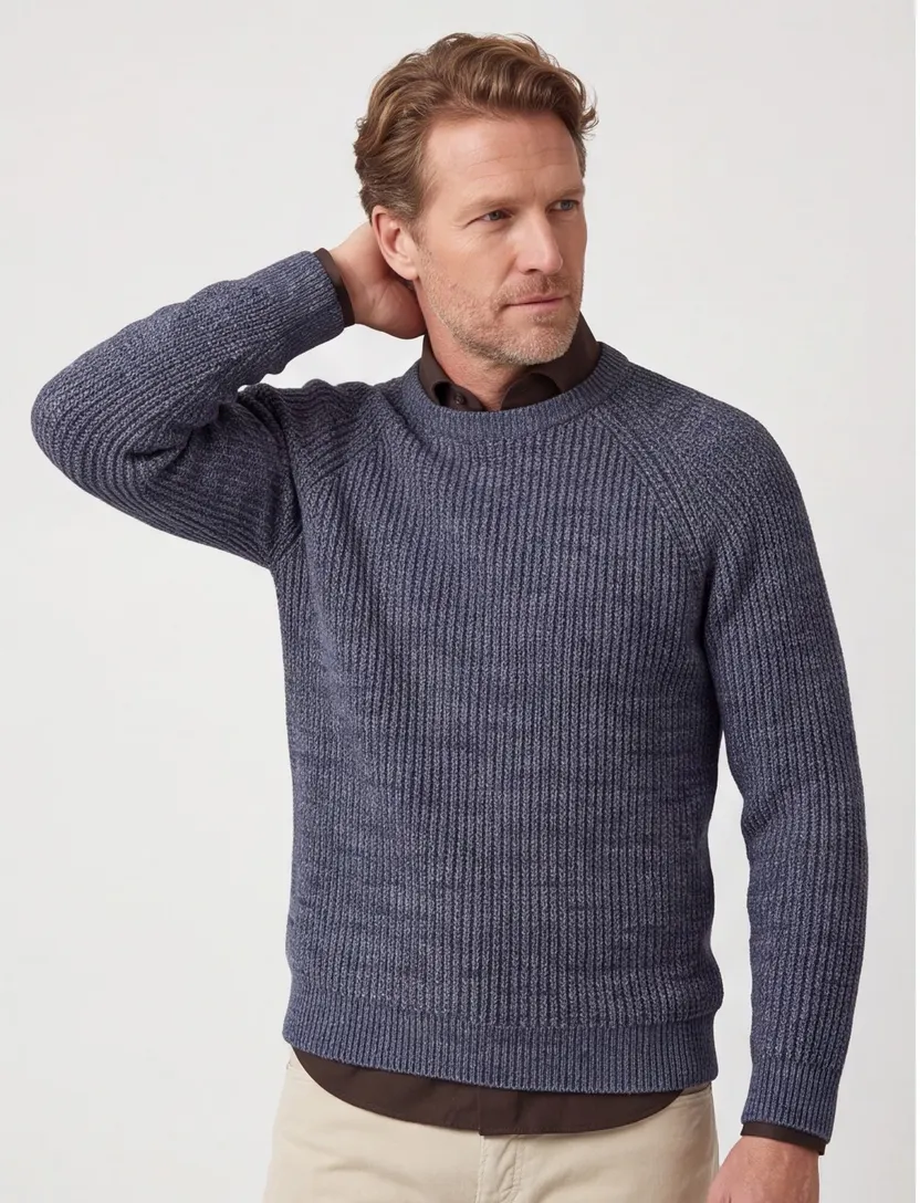 Normale fit Barbour trui blauw gemeleerd normale fit