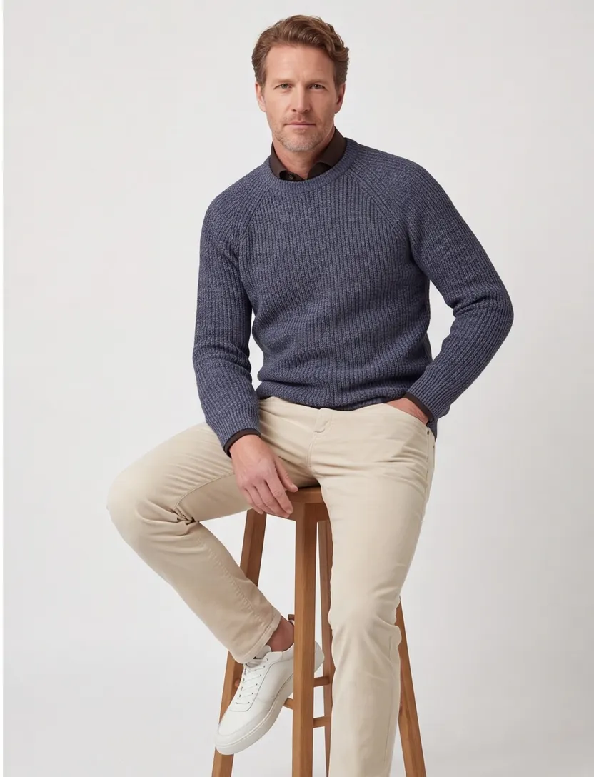 Normale fit Barbour trui blauw gemeleerd normale fit