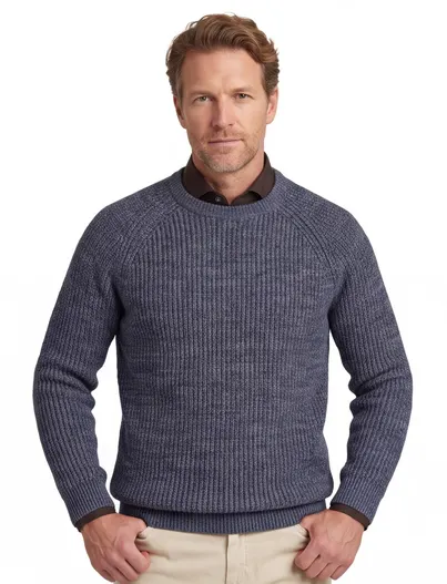 Barbour Barbour trui blauw wol gemeleerd normale fit