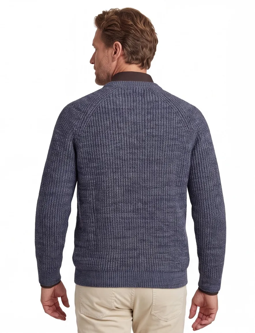 Barbour trui blauw wol gemeleerd normale fit