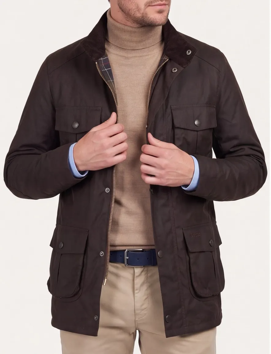 Barbour waxjas bruin uni katoen Normale Fit