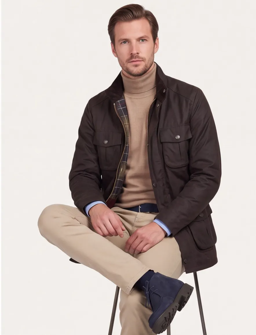 Barbour waxjas bruin uni katoen Normale Fit