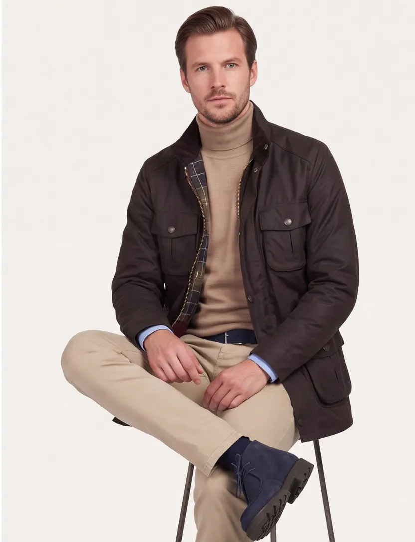 Normale Fit Barbour waxjas bruin katoen