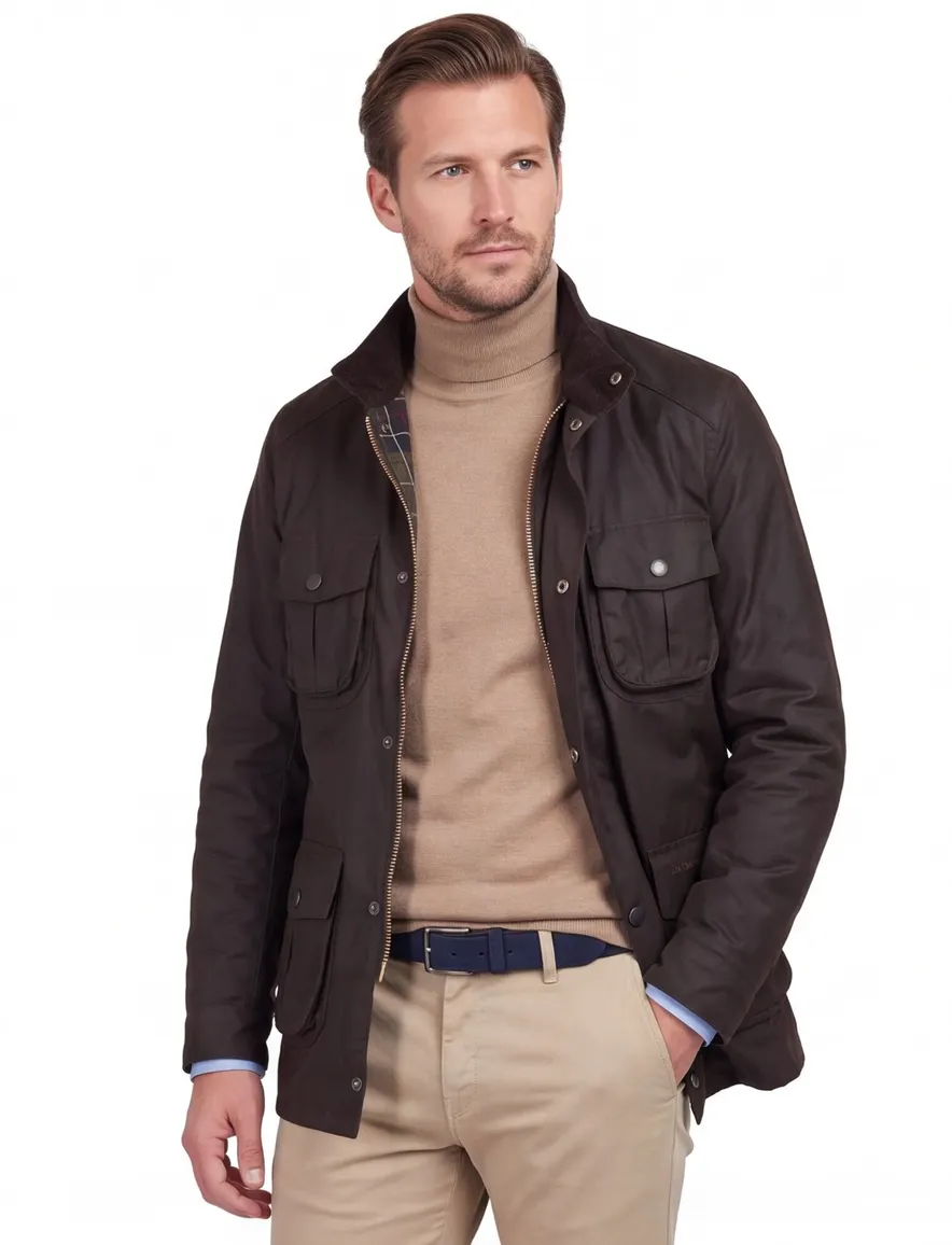 Barbour waxjas bruin uni katoen Normale Fit