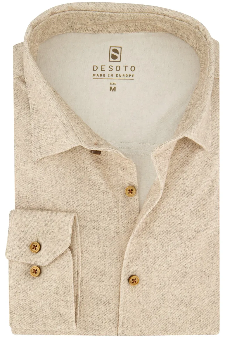 Overhemd Desoto beige gemêleerd flanel