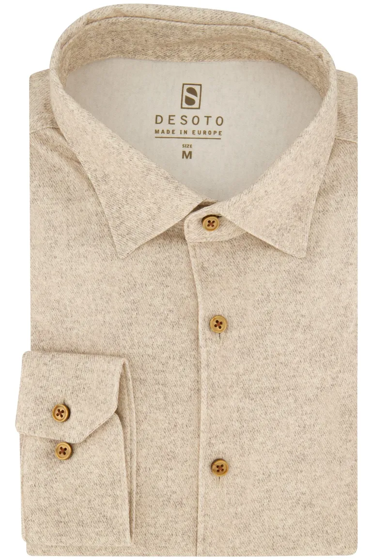 Overhemd Desoto beige gemêleerd flanel