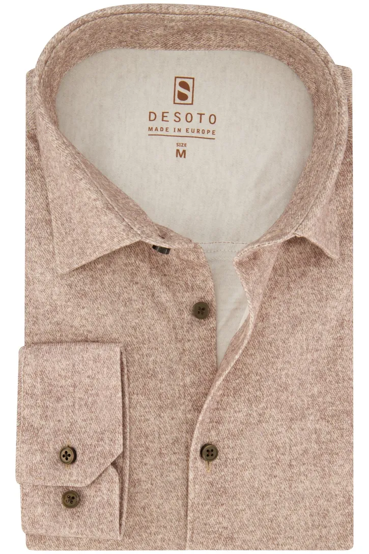 Destoto overhemd hazelnoot gemêleerd flanel