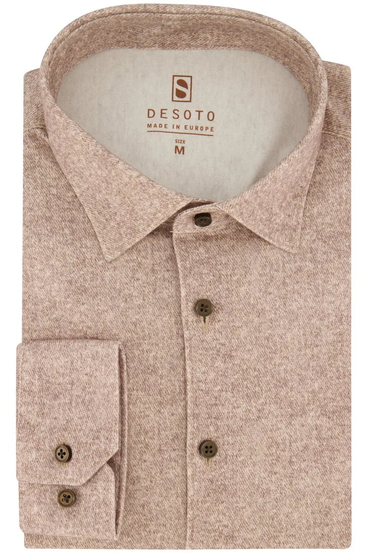 Destoto overhemd hazelnoot gemêleerd flanel
