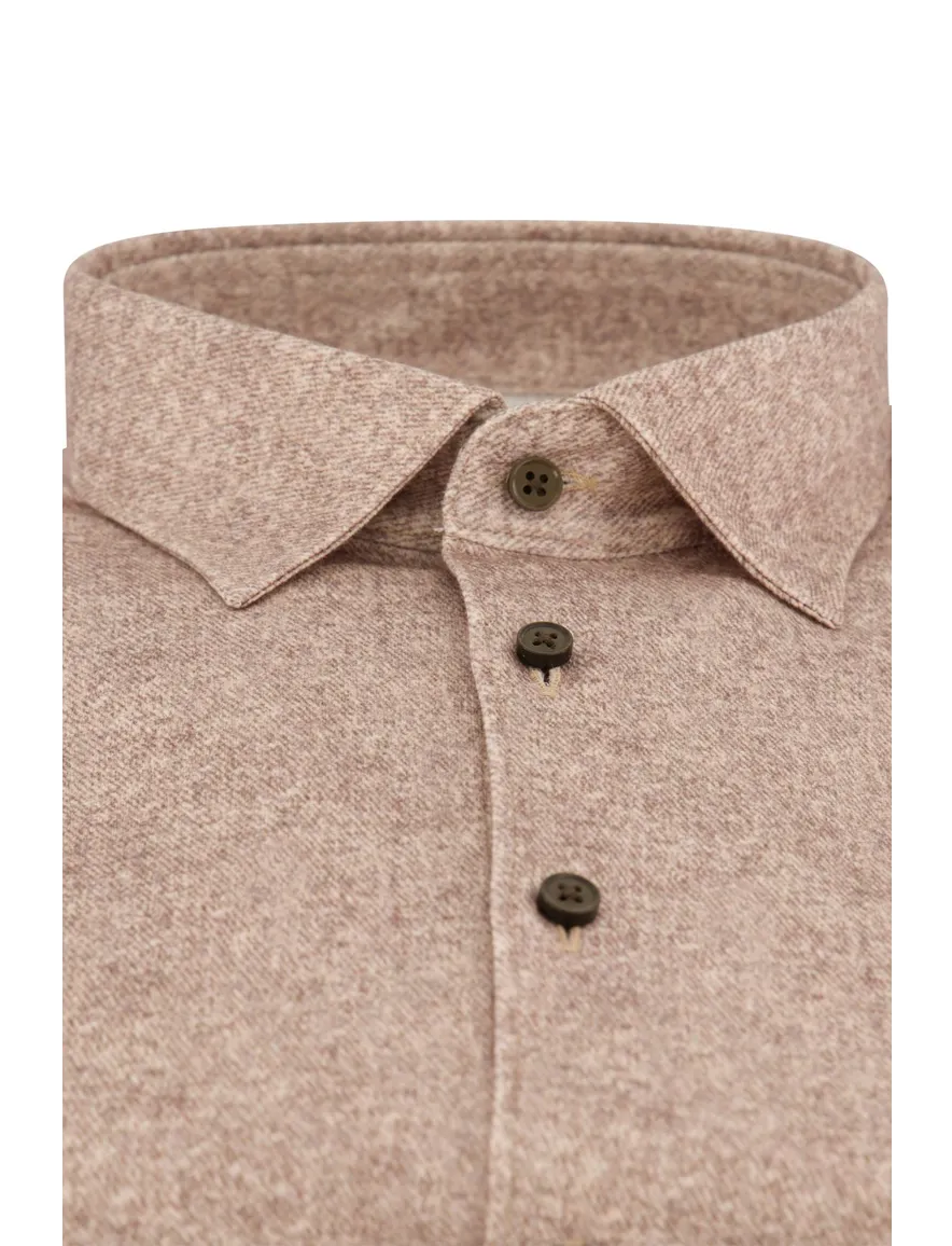 Destoto overhemd hazelnoot flanel slim fit