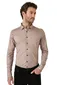 Destoto overhemd hazelnoot flanel slim fit