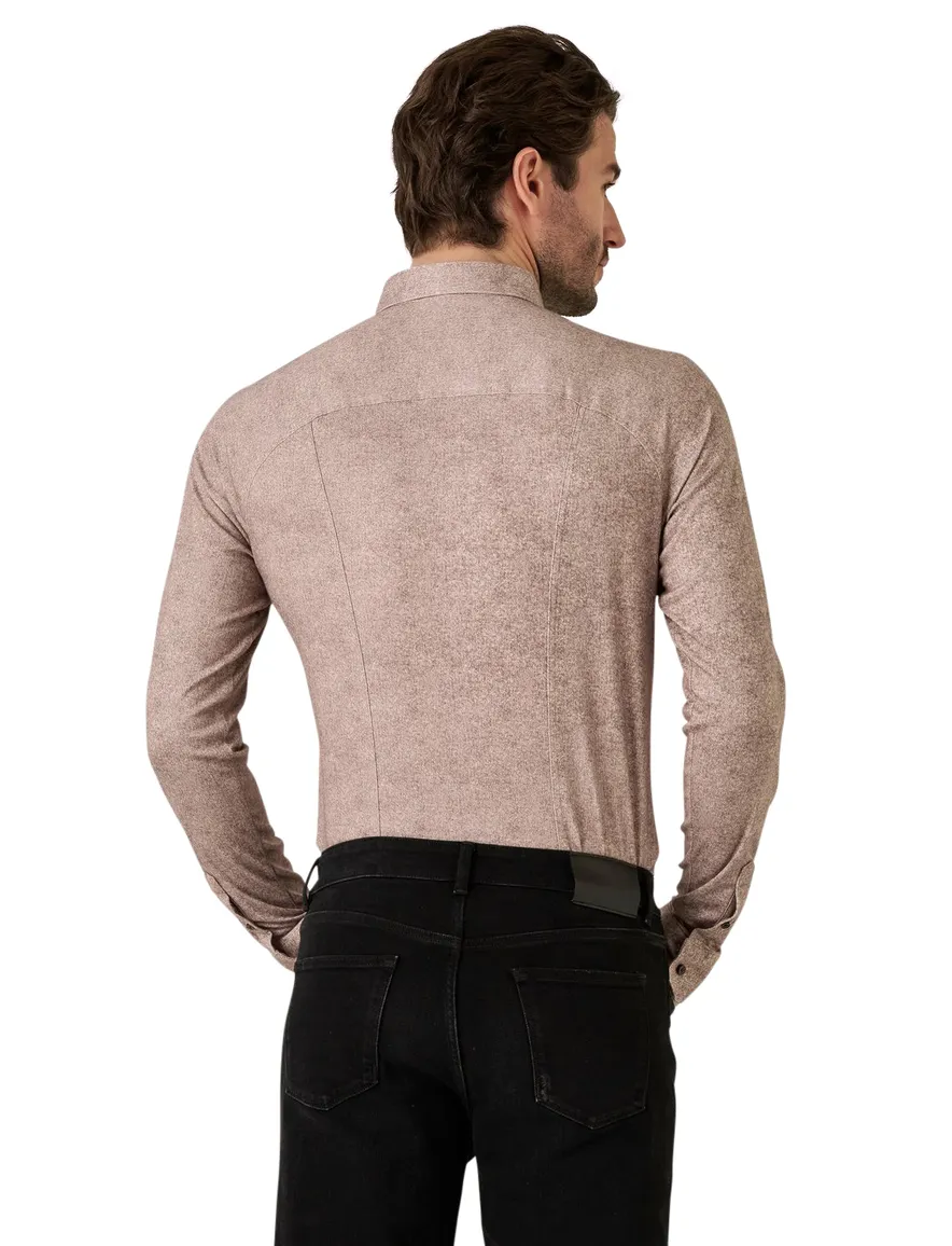 Destoto overhemd hazelnoot flanel slim fit