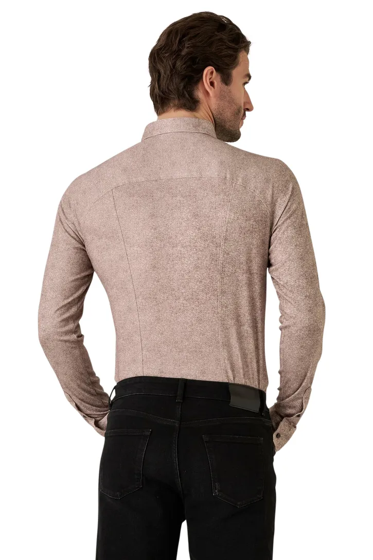 Destoto overhemd hazelnoot gemêleerd flanel