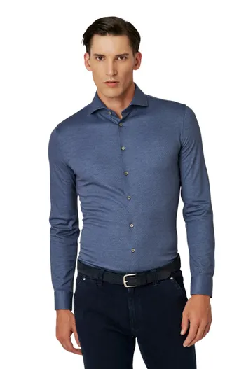 Desoto Overhemd Desoto Luxury blauw stretch