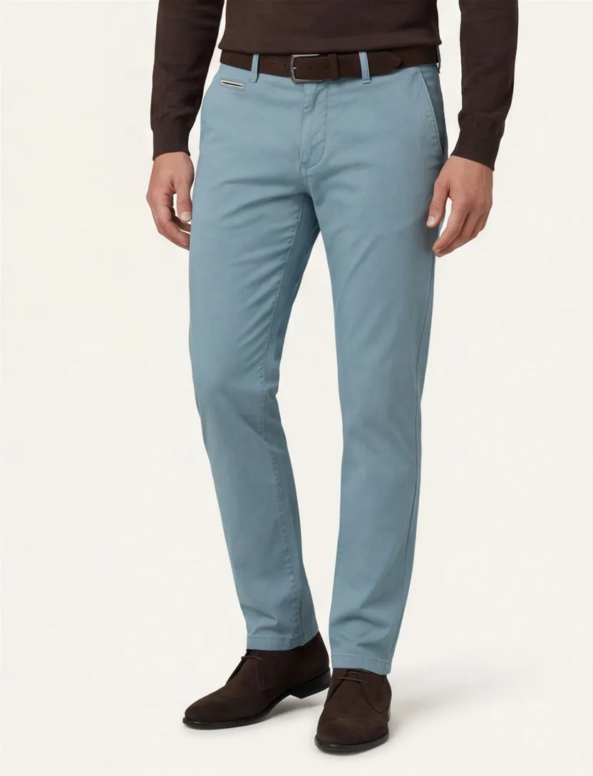 katoenen Gardeur Pantalon effen blauw normale fit
