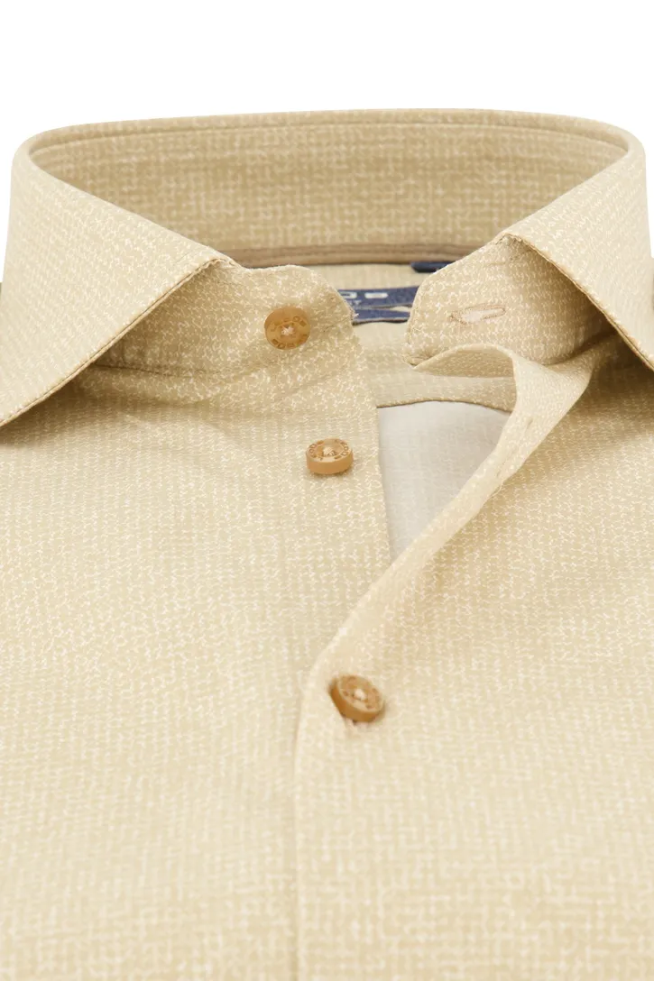 Ledub overhemd katoen borstzak modern fit beige geprint