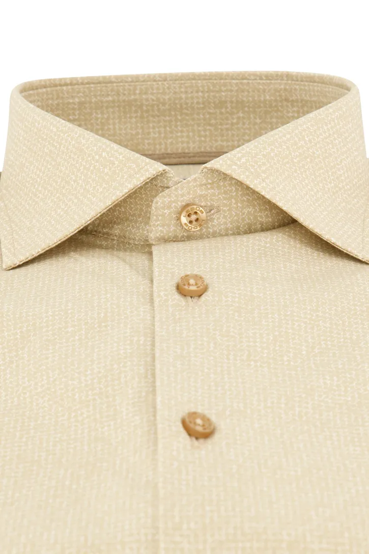 Ledub overhemd katoen borstzak modern fit beige geprint