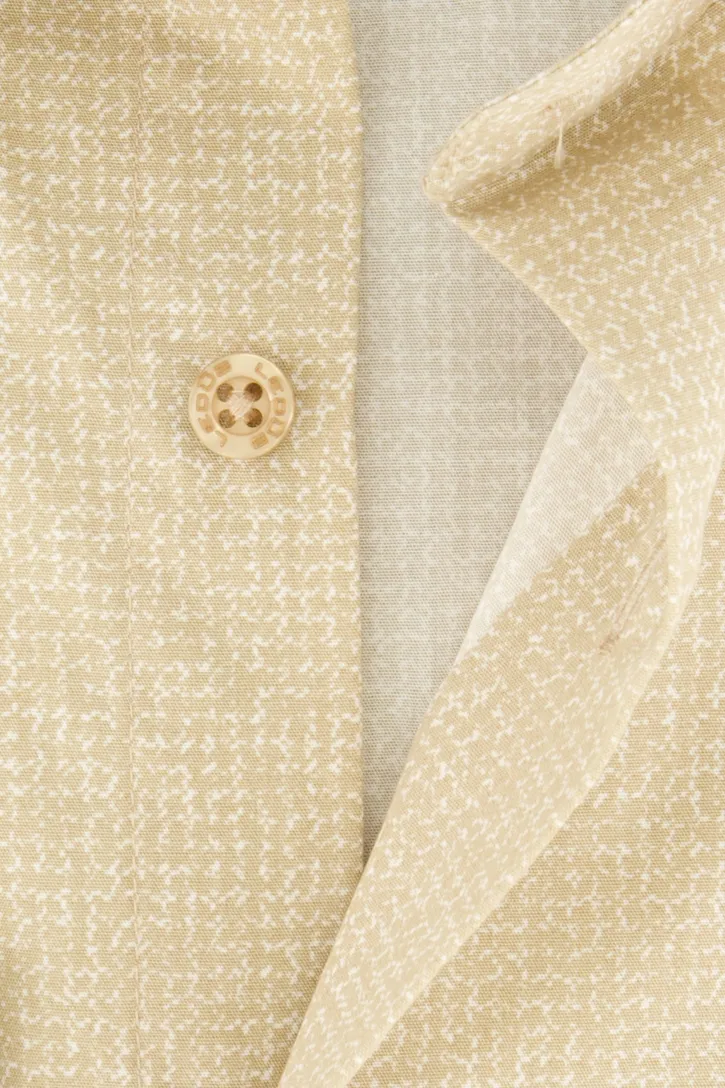 Ledub overhemd katoen borstzak modern fit beige geprint
