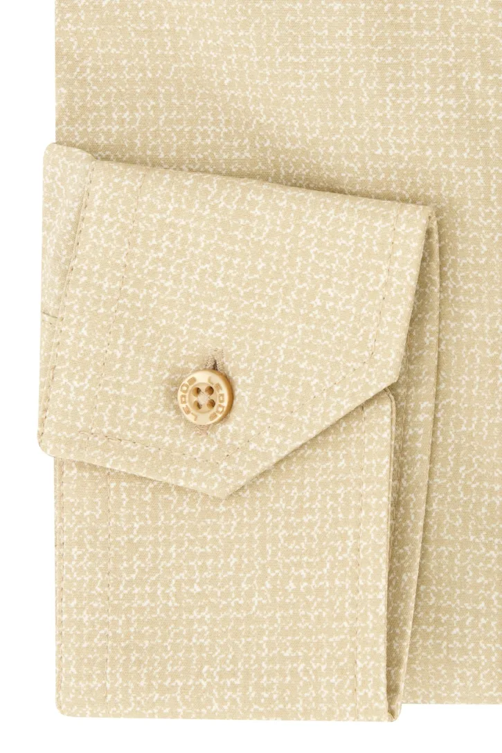 Ledub overhemd katoen borstzak modern fit beige geprint