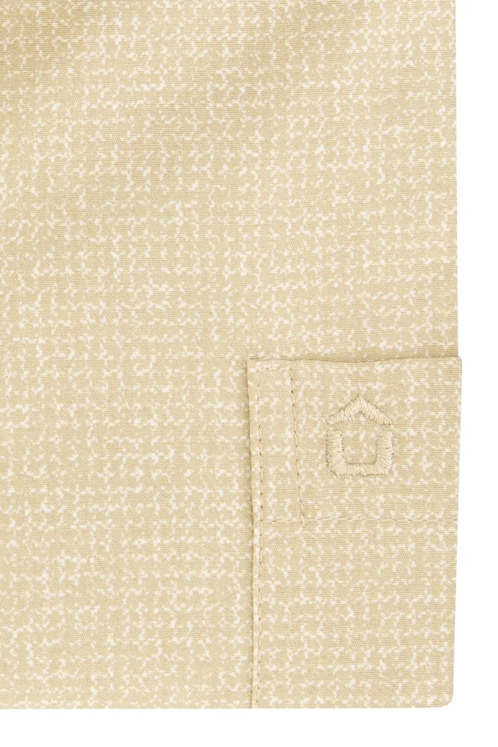 Ledub overhemd katoen borstzak modern fit beige geprint