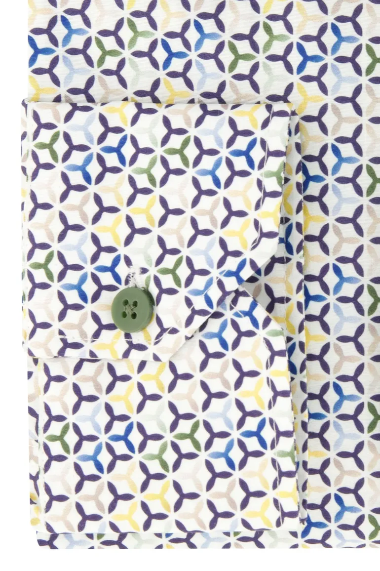 Geel Ledub overhemd geprint modern fit katoen