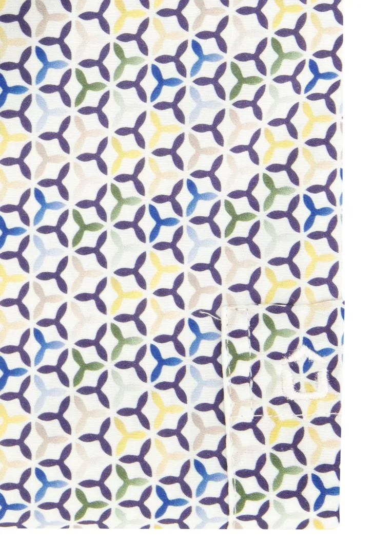 Geprint Ledub overhemd geel katoen modern fit