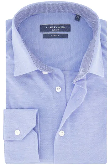 Ledub Slim fit Ledub stretch katoen overhemd lichtblauw