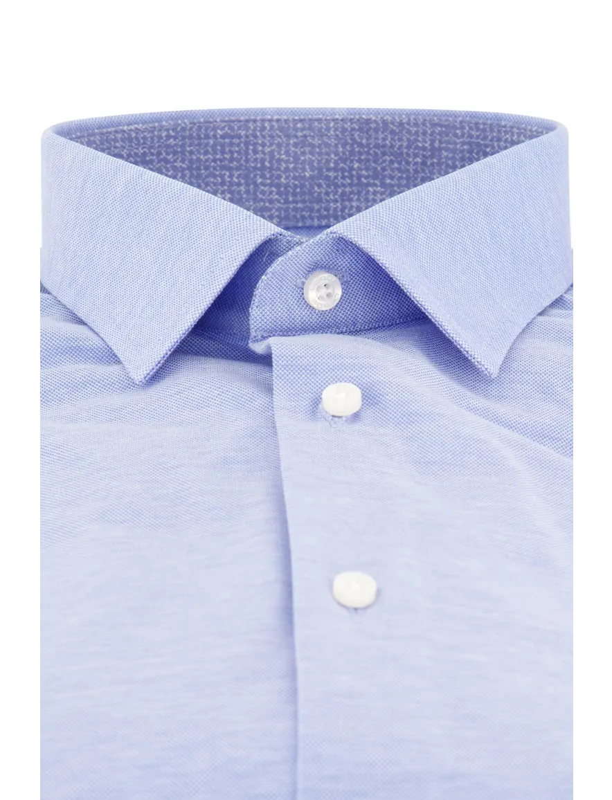 Slim fit Ledub overhemd lichtblauw stretch katoen