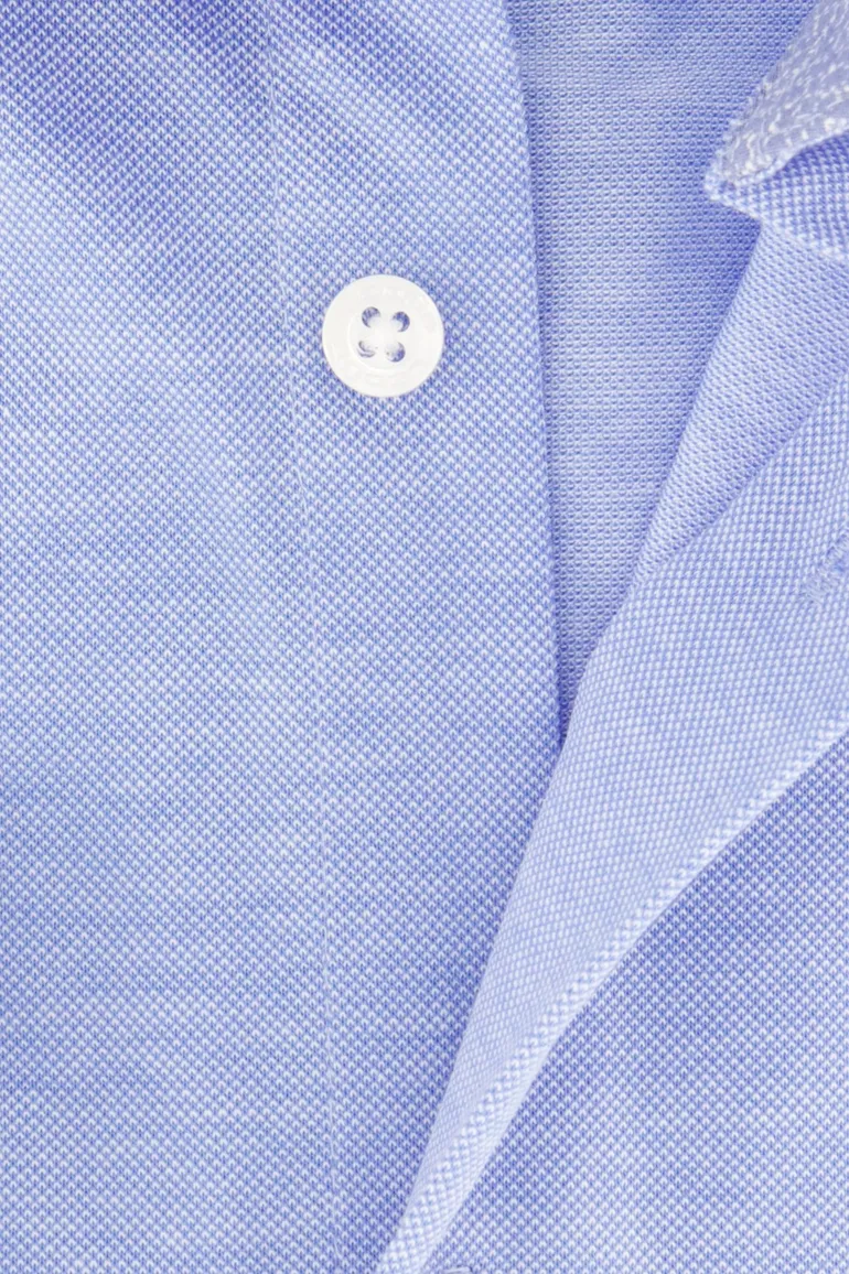 Slim fit Ledub overhemd effen blauw stretch