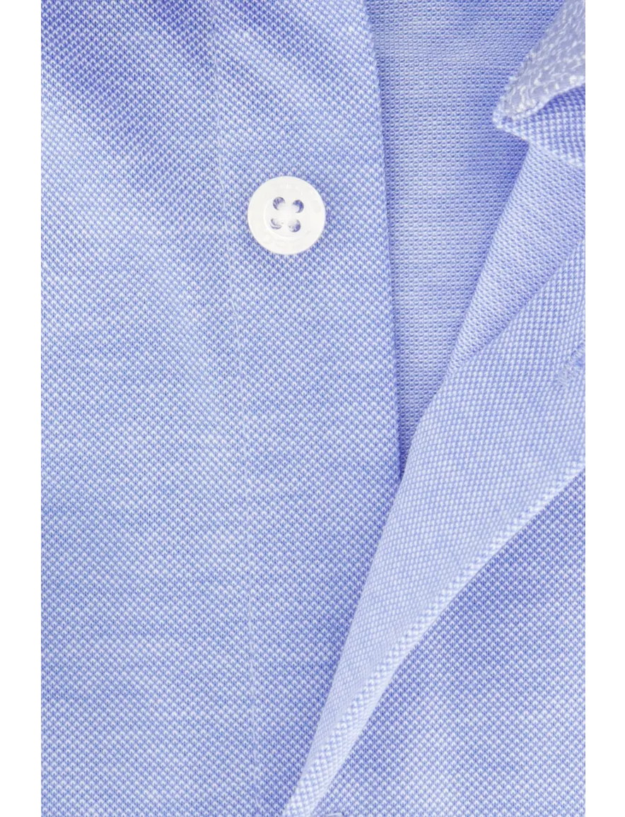 Slim fit Ledub overhemd lichtblauw stretch katoen