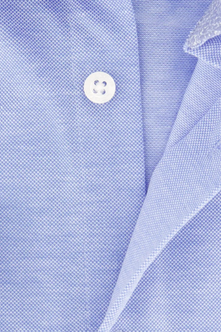 Slim fit Ledub stretch katoen overhemd lichtblauw