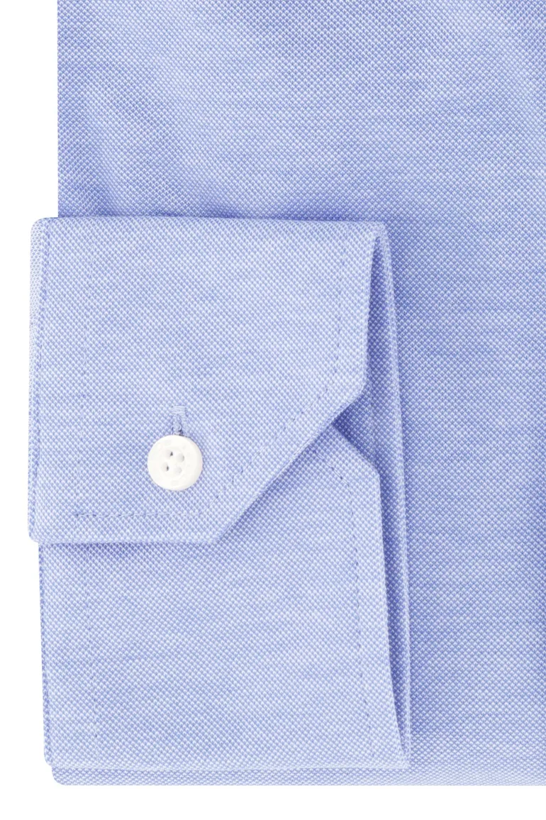Slim fit Ledub overhemd effen blauw stretch