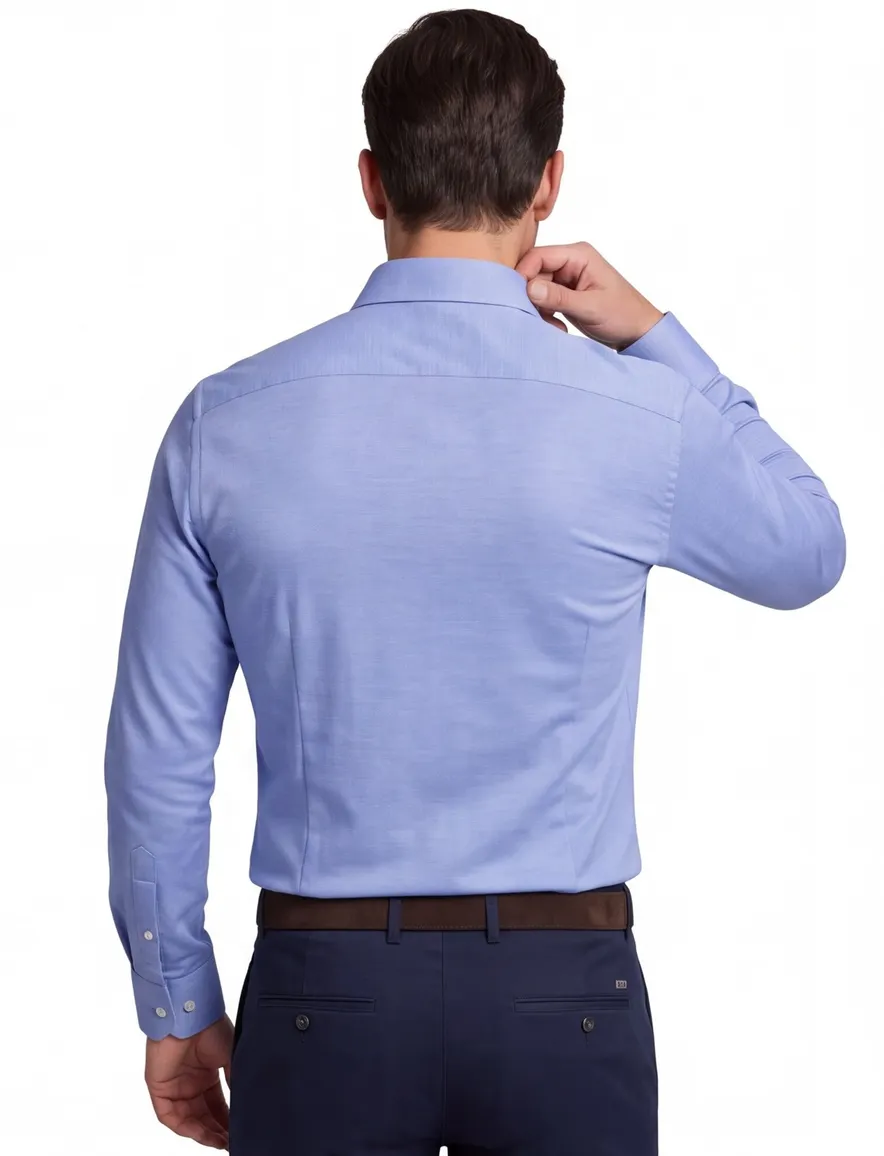 Slim fit Ledub overhemd lichtblauw stretch katoen