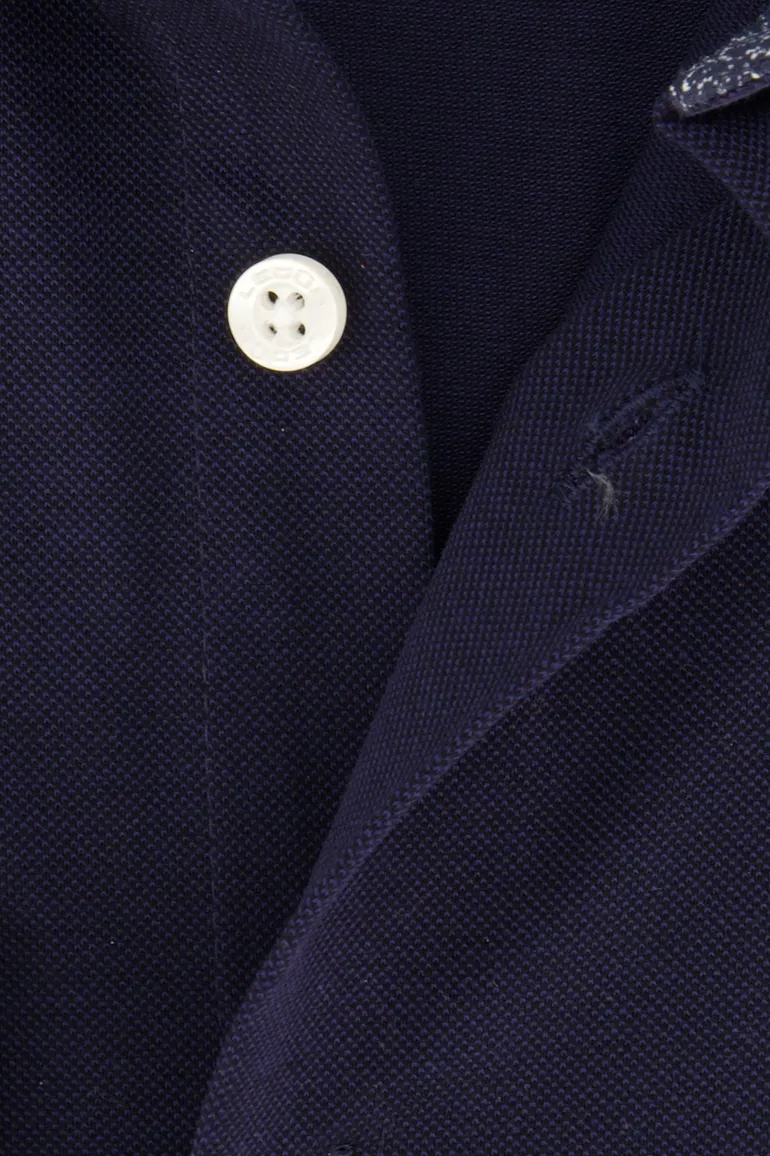 Donkerblauw effen Ledub overhemd stretch