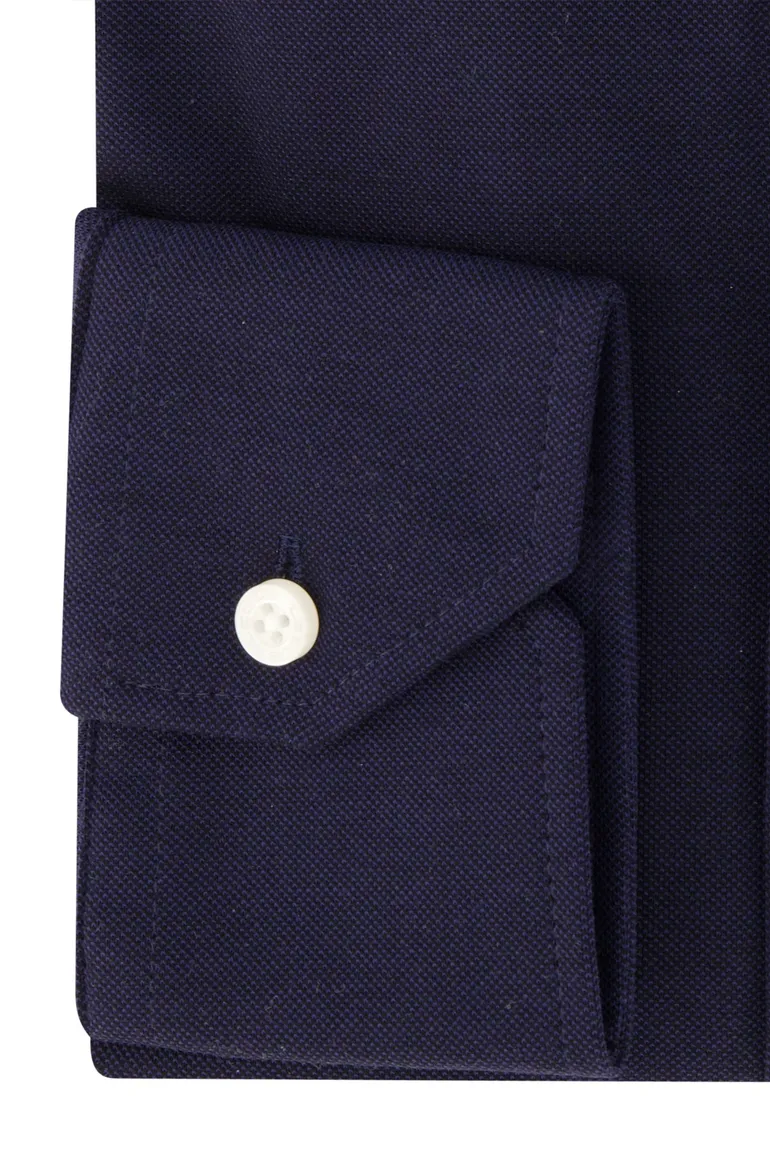 Donkerblauw effen Ledub overhemd stretch
