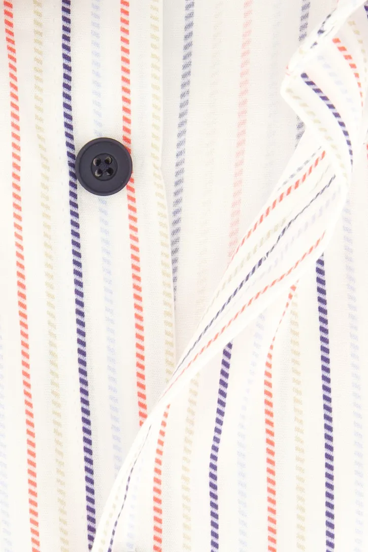 Overhemd modern fit gestreept Ledub wit katoen