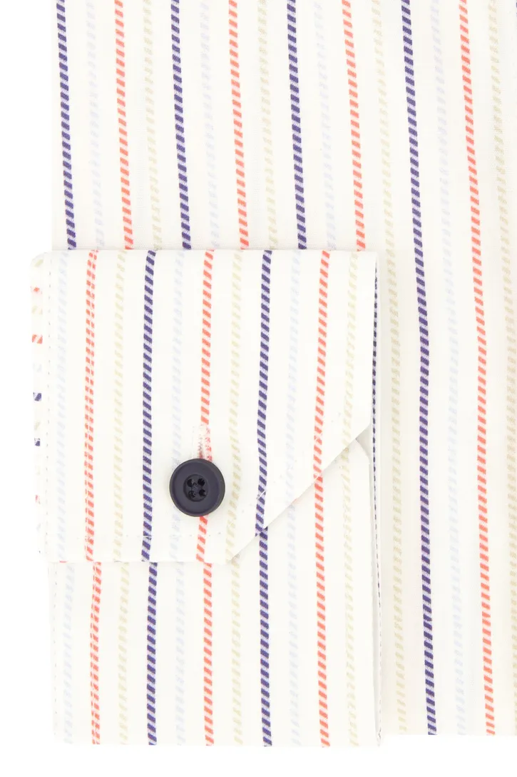Overhemd modern fit gestreept Ledub wit katoen