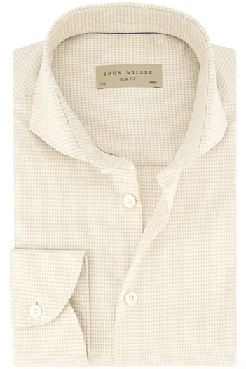 John Miller Slim fit overhemd geruit John Miller katoen creme
