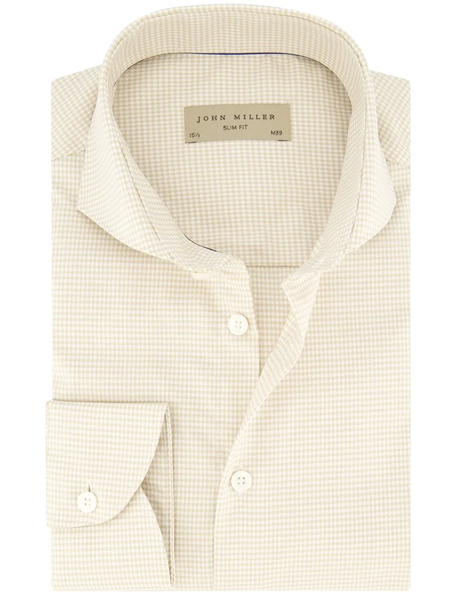 Slim fit overhemd geruit John Miller katoen creme