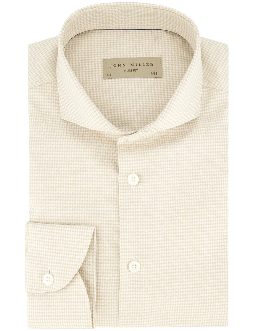 Slim fit overhemd geruit John Miller katoen creme