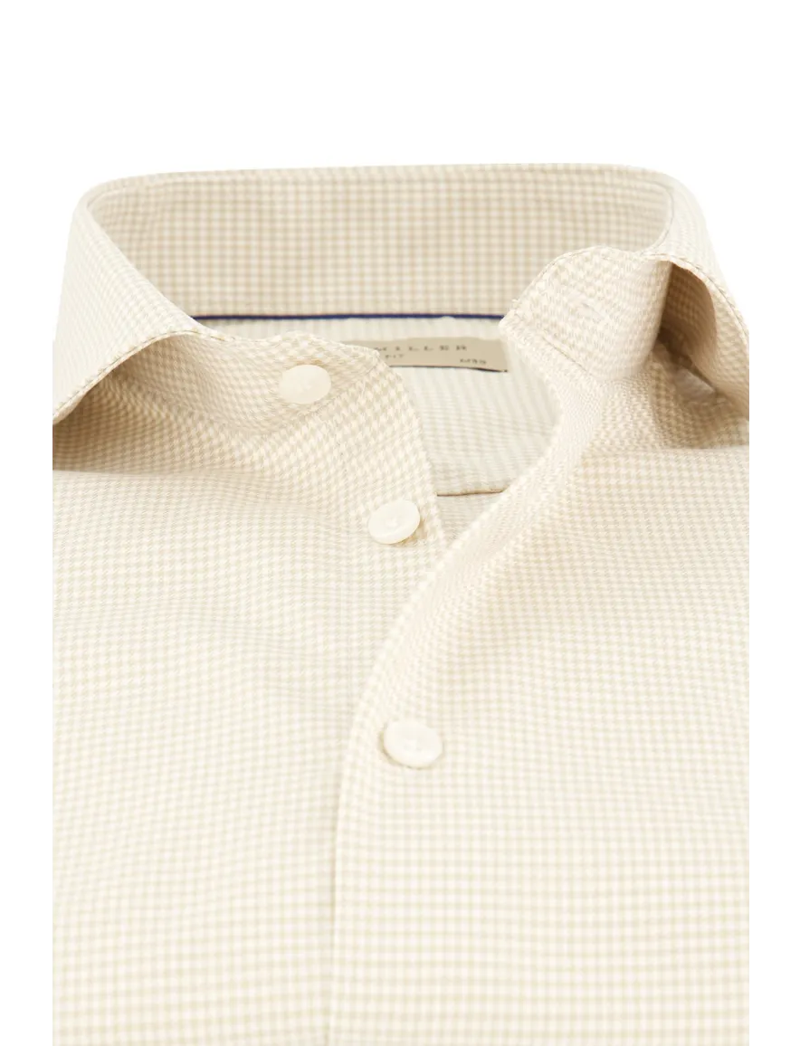 Slim fit overhemd geruit John Miller katoen creme
