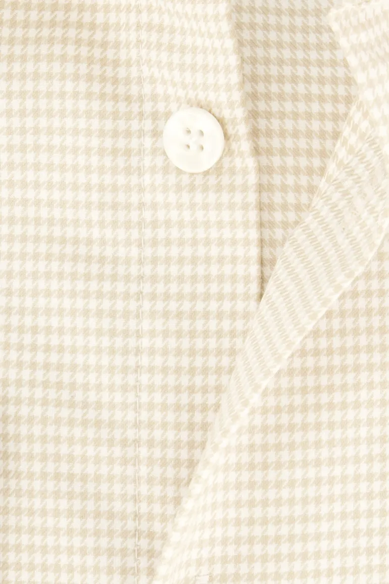 Beige geruit John Miller slim fit overhemd cutaway