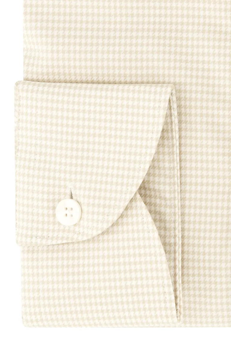 Beige geruit John Miller slim fit overhemd cutaway